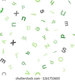 Light Green vector seamless texture with ABC characters. Abstract illustration with colored latin alphabet. Design for textile, fabric, wallpapers.