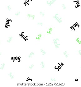 Light Green vector seamless texture with selling simbols. Illustration with signs of sales on abstract template. Design for business ads, commercials.