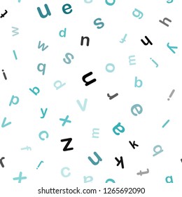 Light Green vector seamless texture with ABC characters. Abstract illustration with colored latin alphabet. Texture for window blinds, curtains.