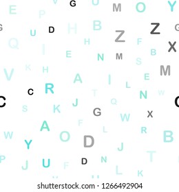 Light Green vector seamless texture with ABC characters. Modern geometrical illustration with ABC english symbols. Texture for window blinds, curtains.