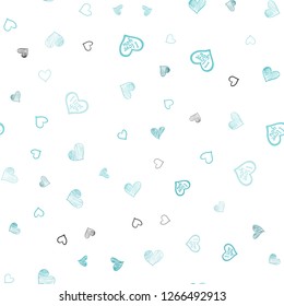 Light Green vector seamless texture with lovely hearts. Blurred decorative design in doodle style with hearts. Beautiful design for your business advert of anniversary.