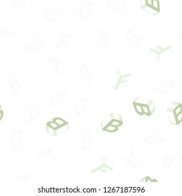 Light Green vector seamless texture with 3D ABC characters. Abstract illustration with colorful 3D latin alphabet. Design for textile, fabric, wallpapers.