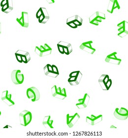 Light Green vector seamless texture with 3D ABC characters. Abstract illustration with 3D ABC symbols. Template for business cards, websites.