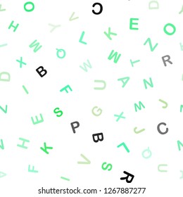 Light Green vector seamless texture with ABC characters. Abstract illustration with colored latin alphabet. Design for wallpaper, fabric makers.