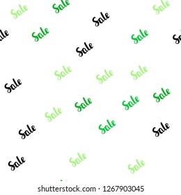 Light Green vector seamless texture with selling simbols. Shining colorful illustration with isolated selling prices. Design for business ads, commercials.