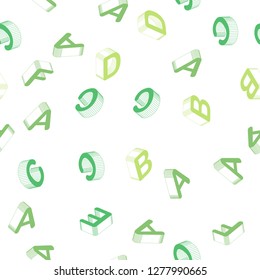 Light Green vector seamless texture with 3D ABC characters. Colorful 3D alphabet signs with gradient on white background. Design for textile, fabric, wallpapers.