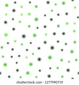 Light Green vector seamless texture with colored snowflakes. Shining colorful illustration with snow on abstract template. Design for wallpaper, fabric makers.
