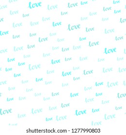 Light Green vector seamless texture with words LOVE YOU. Decorative design in doodle style with text LOVE YOU. Design for wallpaper, fabric makers.