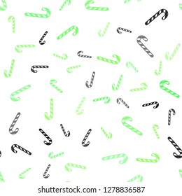 Light Green vector seamless texture with xmas sweets, candies.