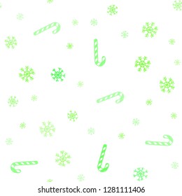 Light Green vector seamless texture with xmas sweets, candies.