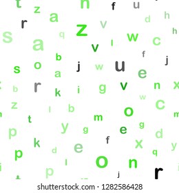 Light Green vector seamless texture with ABC characters. Modern geometrical illustration with ABC english symbols. Design for wallpaper, fabric makers.
