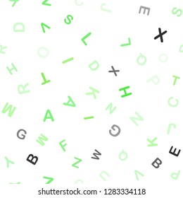 Light Green vector seamless texture with ABC characters. Shining illustration with ABC symbols on abstract template. Design for wallpaper, fabric makers.