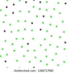 Light Green vector seamless texture with colored snowflakes. Shining colorful illustration with snow in christmas style. Design for textile, fabric, wallpapers.