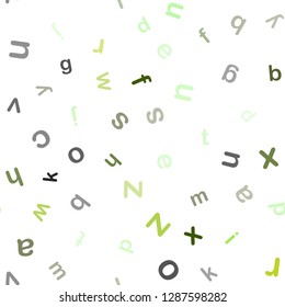 Light Green vector seamless texture with ABC characters. Modern geometrical illustration with ABC english symbols. Design for textile, fabric, wallpapers.