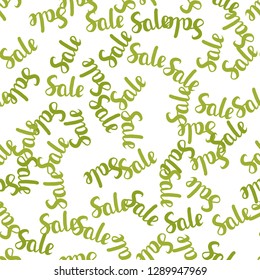 Light Green vector seamless texture with selling prices 70, 90 %. Colored words of sales with gradient on white background. Backdrop for super sales on Black Friday.