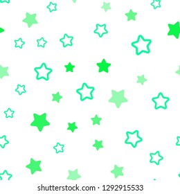 Light Green vector seamless texture with beautiful stars. Modern geometrical abstract illustration with stars. Template for business cards, websites.