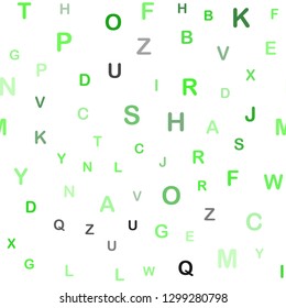Light Green vector seamless texture with ABC characters. Blurred design in simple style with signs of alphabet. Pattern for design of fabric, wallpapers.