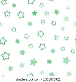 Light Green vector seamless texture with beautiful stars. Modern geometrical abstract illustration with stars. Pattern for trendy fabric, wallpapers.