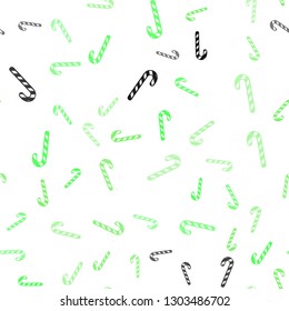 Light Green vector seamless texture with xmas sweets, candies.