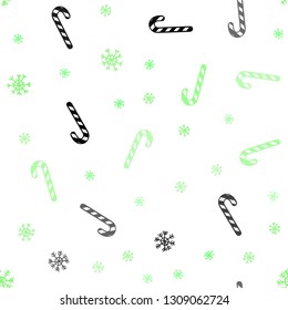 Light Green vector seamless texture with xmas sweets, candies.