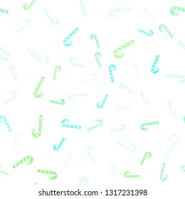 Light Green vector seamless texture with xmas sweets, candies.