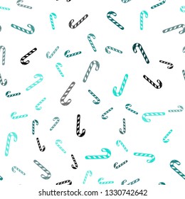 Light Green vector seamless texture with xmas sweets, candies.