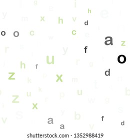 Light Green vector seamless texture with ABC characters. Blurred design in simple style with signs of alphabet. Design for wallpaper, fabric makers.