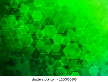 Light Green vector shining hexagonal pattern. Colorful illustration in abstract style with gradient. The textured pattern can be used for background.