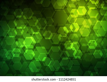 Light Green vector shining hexagonal pattern. Shining illustration, which consist of hexagons. Brand new design for your business.