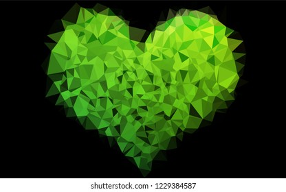 Light Green vector shining hexagonal background. Geometric illustration in Origami style with gradient.  The template can be used as a background for cell phones.