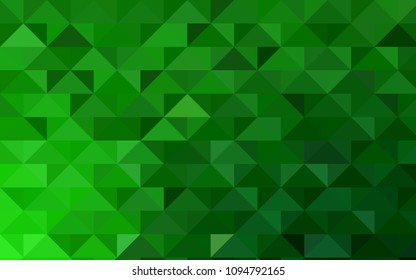 Light Green vector shining triangular template. Creative illustration in halftone style with gradient. Brand-new design for your business.