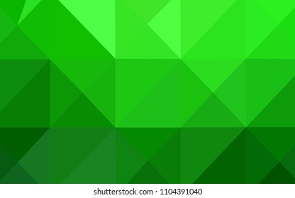 Light Green vector shining triangular backdrop. A sample with polygonal shapes. The best triangular design for your business.