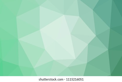 Light Green vector shining triangular cover. Shining polygonal illustration, which consist of triangles. Best triangular design for your business.