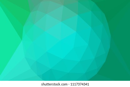 Light Green vector shining triangular layout with a gem in a centre. Polygonal abstract illustration with gradient. New template for your brand book.