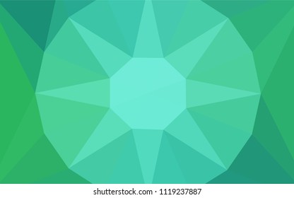 Light Green vector shining triangular cover with a gem in a centre. A sample with polygonal shapes. Completely new template for your banner.