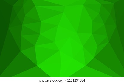 Light Green vector shining triangular layout with a heart in a centre. A sample with polygonal shapes. Template for cell phone's backgrounds.