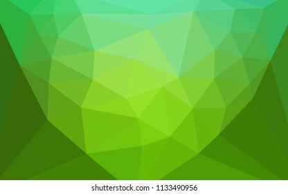 Light Green vector shining triangular cover with a heart in a centre. Illustration in abstract style with triangles. Textured pattern for your backgrounds.