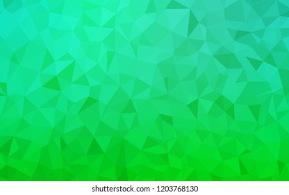 Light Green vector shining triangular cover. Triangular geometric sample with gradient.  Triangular pattern for your design.