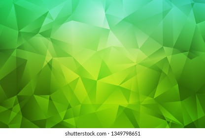Light Green vector shining triangular backdrop. Shining polygonal illustration, which consist of triangles. A new texture for your web site.