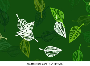 Light Green vector sketch backdrop. Abstract leaves with gradient on simple background. New template for your brand book.