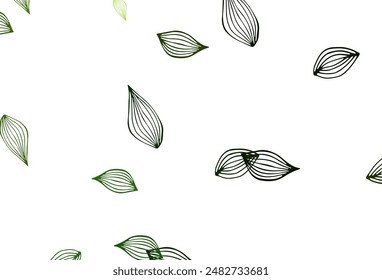 Light Green vector sketch backdrop. A vague abstract illustration with leaves in doodles style. New template for your brand book.