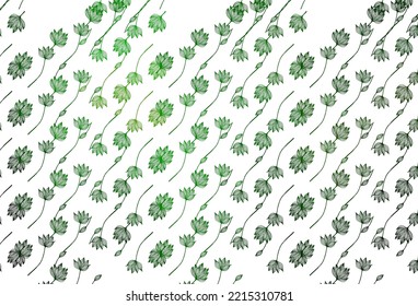 Light Green vector sketch background. Shining colorful illustration with leaves in doodle style. The template for background of cell phones.
