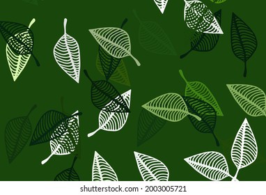 Light Green vector sketch layout. Doodle illustration of leaves in Origami style with gradient. Hand painted design for wrapping, wallpaper.