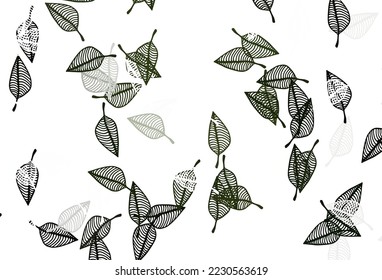 Light Green vector sketch pattern. Decorative illustration with abstract colorful leaves. The template for background of cell phones.