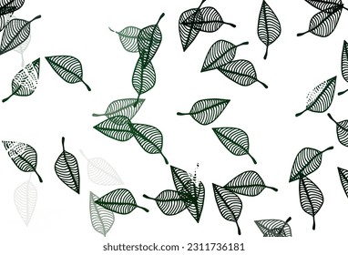 Light Green vector sketch pattern. Colorful abstract illustration with leaves in doodle style. Brand new design for your business.