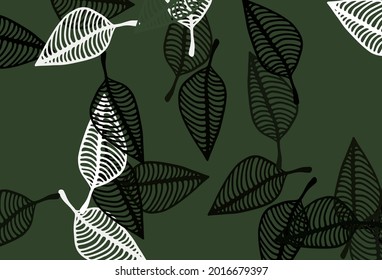 Light Green vector sketch template. Colorful illustration in doodle style with leaves. Pattern for coloring books and pages for kids.