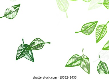 Light Green vector sketch texture. Colorful illustration in doodle style with leaves. New template for your brand book.
