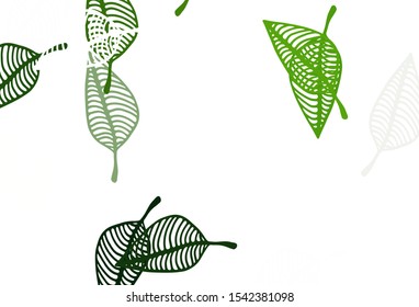 Light Green vector sketch texture. Shining colorful illustration with leaves in doodle style. The best blurred design for your business.