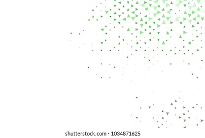 Light Green vector of small triangles on white background. Illustration of abstract texture of triangles. Pattern design for banner, poster, cover.