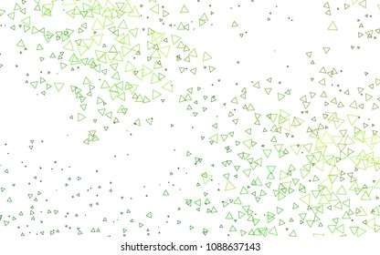 Light Green vector of small triangles on white background. Illustration of abstract texture of triangles. Pattern design for banner, poster, cover.